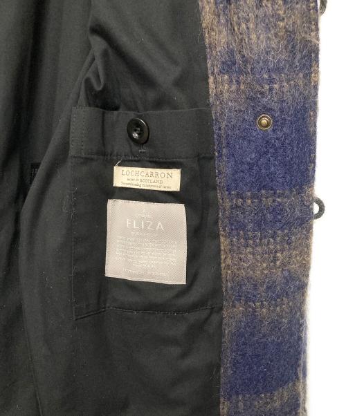 GLOVER ALL（グローバーオール）GLOVER ALL (グローバーオール) ELIZA モヘヤ混チェックシャギーダッフルコート ネイビー×ブラウン サイズ:40の古着・服飾アイテム