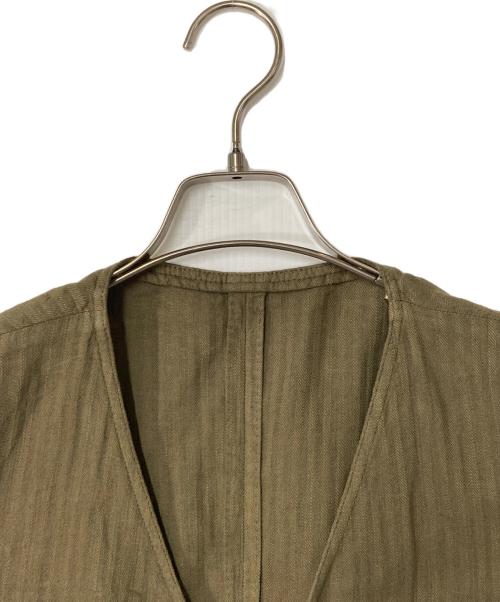LARDINI（ラルディーニ）LARDINI (ラルディーニ) ヘリンボーンストライプコットンリネンジレ カーキ サイズ:50の古着・服飾アイテム