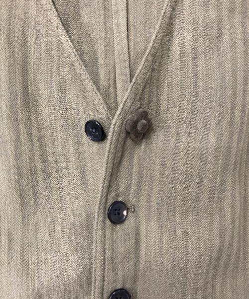 LARDINI（ラルディーニ）LARDINI (ラルディーニ) ヘリンボーンストライプコットンリネンジレ カーキ サイズ:50の古着・服飾アイテム