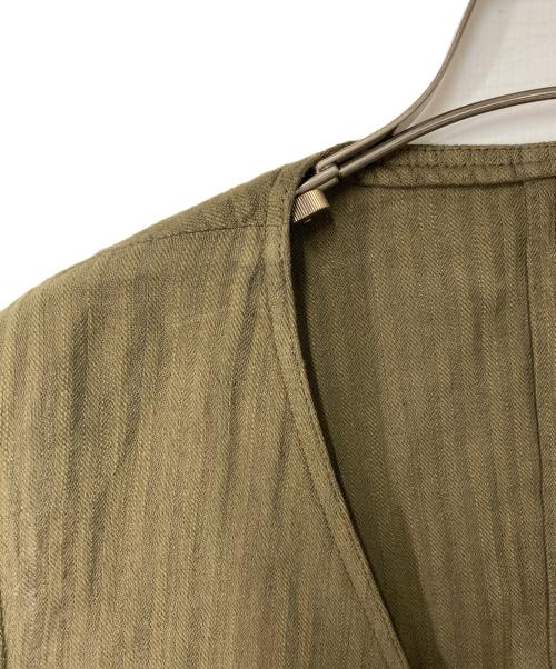 LARDINI（ラルディーニ）LARDINI (ラルディーニ) ヘリンボーンストライプコットンリネンジレ カーキ サイズ:50の古着・服飾アイテム