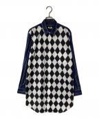 COMME des GARCONS HOMME PLUSコムデギャルソンオムプリュス）の古着「ストライプ レイヤードロングシャツ」｜ネイビー×ブラック×ホワイト