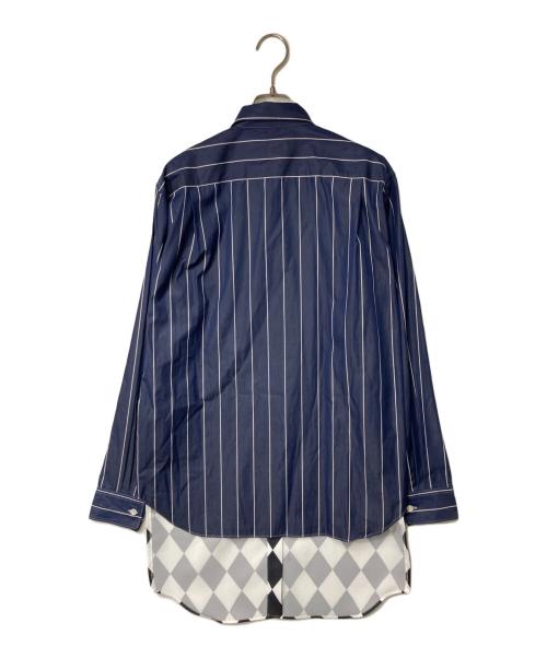 COMME des GARCONS HOMME PLUS（コムデギャルソンオムプリュス）COMME des GARCONS HOMME PLUS (コムデギャルソンオムプリュス) ストライプ レイヤードロングシャツ ネイビー×ブラック×ホワイト サイズ:Sの古着・服飾アイテム