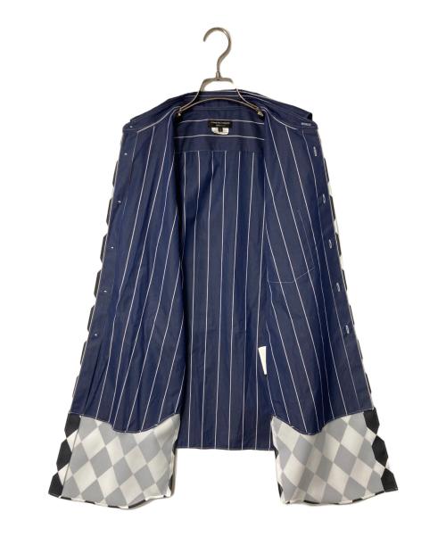 COMME des GARCONS HOMME PLUS（コムデギャルソンオムプリュス）COMME des GARCONS HOMME PLUS (コムデギャルソンオムプリュス) ストライプ レイヤードロングシャツ ネイビー×ブラック×ホワイト サイズ:Sの古着・服飾アイテム