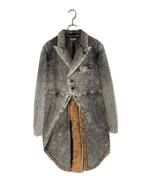 BLACK COMME des GARCONS（ブラックコムデギャルソン）BLACK COMME des GARCONS (ブラックコムデギャルソン) 製品染め加工デニム燕尾ジャケット ブラック サイズ:Ｍの古着・服飾アイテム