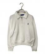 POLO RALPH LAURENポロ・ラルフローレン）の古着「ポニー刺繍クロップドハーフジップスウェット」｜ホワイト