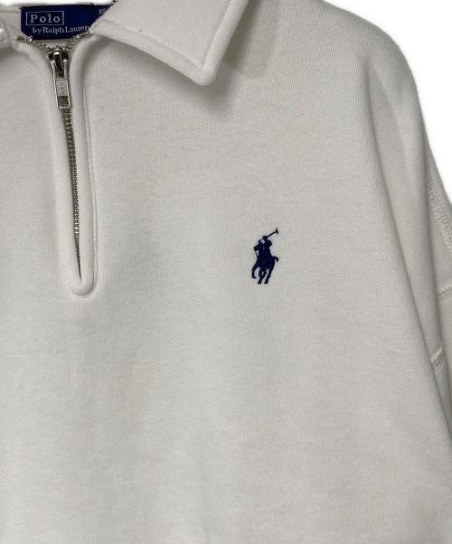 POLO RALPH LAUREN（ポロ・ラルフローレン）POLO RALPH LAUREN (ポロ・ラルフローレン) ポニー刺繍クロップドハーフジップスウェット ホワイト サイズ:XSの古着・服飾アイテム