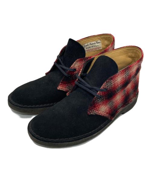 CLARKS（クラークス）CLARKS (クラークス) WOOLRICH (ウールリッチ) デザートブーツ ブラック×レッド サイズ:US8の古着・服飾アイテム