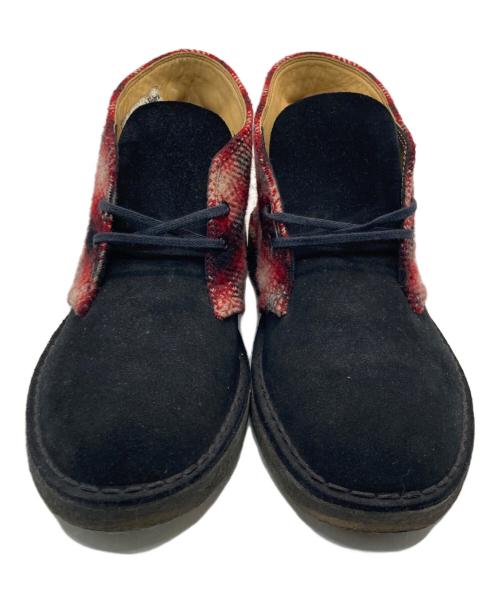 CLARKS（クラークス）CLARKS (クラークス) WOOLRICH (ウールリッチ) デザートブーツ ブラック×レッド サイズ:US8の古着・服飾アイテム