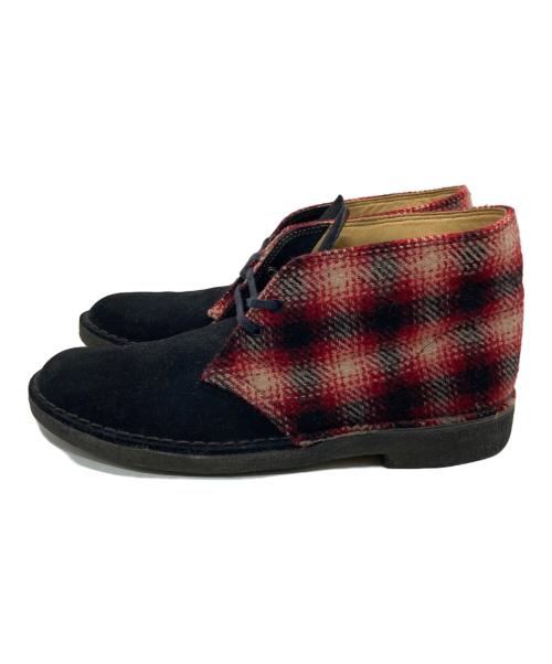 CLARKS（クラークス）CLARKS (クラークス) WOOLRICH (ウールリッチ) デザートブーツ ブラック×レッド サイズ:US8の古着・服飾アイテム