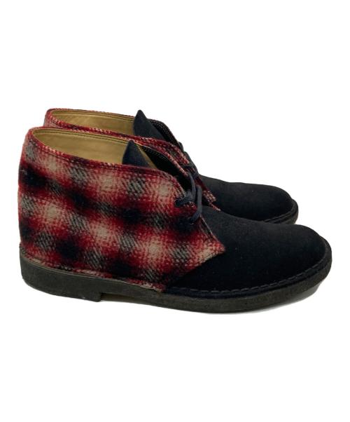 CLARKS（クラークス）CLARKS (クラークス) WOOLRICH (ウールリッチ) デザートブーツ ブラック×レッド サイズ:US8の古着・服飾アイテム