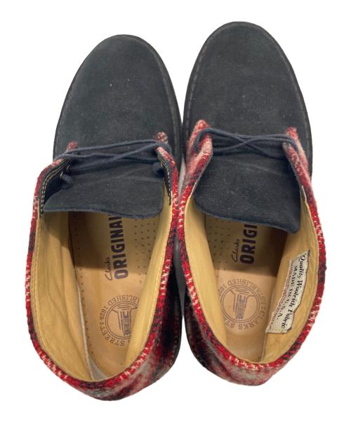 CLARKS（クラークス）CLARKS (クラークス) WOOLRICH (ウールリッチ) デザートブーツ ブラック×レッド サイズ:US8の古着・服飾アイテム