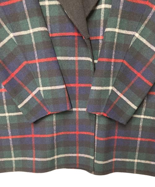 Kinloch Anderson（キンロックアンダーソン）Kinloch Anderson (キンロックアンダーソン) ear PAPILLONNER (イアパピヨネ) 別注 チェック柄ダブルフェイスショートコート グリーン×ネイビー サイズ:FREEの古着・服飾アイテム