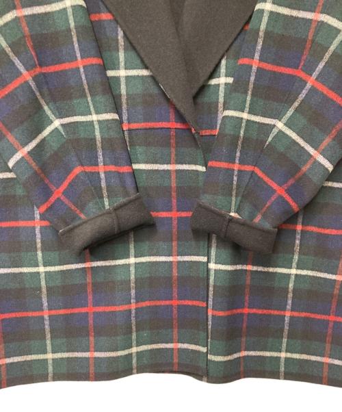 Kinloch Anderson（キンロックアンダーソン）Kinloch Anderson (キンロックアンダーソン) ear PAPILLONNER (イアパピヨネ) 別注 チェック柄ダブルフェイスショートコート グリーン×ネイビー サイズ:FREEの古着・服飾アイテム