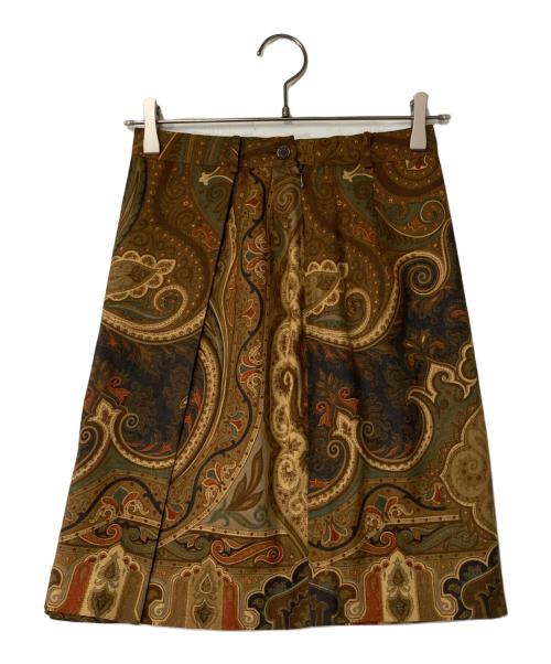ETRO（エトロ）ETRO (エトロ) ペイズリー柄シルクウールスカート ブラウン サイズ:40の古着・服飾アイテム