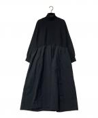 BEARDSLEYビアズリー）の古着「ニットコンビギャザーワンピース」｜ブラック