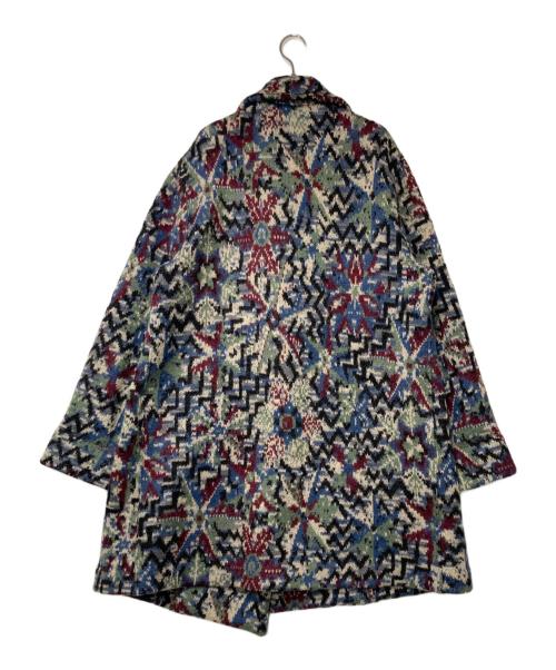 missoni（ミッソーニ）missoni (ミッソーニ) 総柄ロングコート ネイビー×ホワイト サイズ:44の古着・服飾アイテム