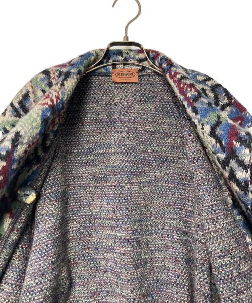 missoni（ミッソーニ）missoni (ミッソーニ) 総柄ロングコート ネイビー×ホワイト サイズ:44の古着・服飾アイテム