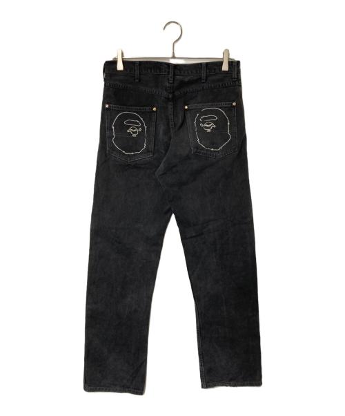 A BATHING APE（ア ベイシング エイプ）A BATHING APE (ア ベイシング エイプ) ポケット刺繍デニムパンツ ブラック サイズ:Ｍの古着・服飾アイテム