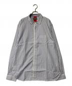 BEAUTILITIESビューティリティーズ）の古着「ストライプジップシャツ」｜ホワイト×ブルー