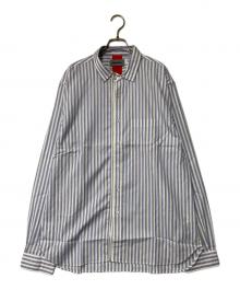 BEAUTILITIES（ビューティリティーズ）の古着「ストライプジップシャツ」｜ホワイト×ブルー