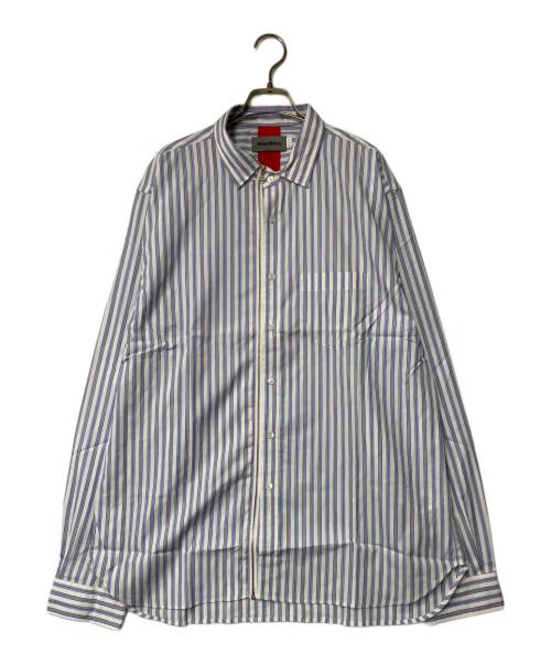 BEAUTILITIES（ビューティリティーズ）BEAUTILITIES (ビューティリティーズ) ストライプジップシャツ ホワイト×ブルー サイズ:2XLの古着・服飾アイテム