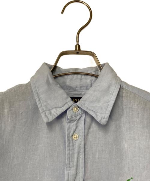 POLO RALPH LAUREN（ポロ・ラルフローレン）POLO RALPH LAUREN (ポロ・ラルフローレン) ポニー刺繍 リネンシャツ ブルー サイズ:XSの古着・服飾アイテム