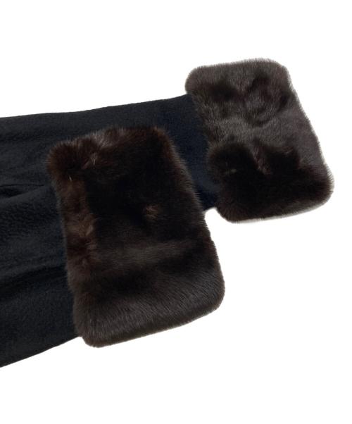 MaxMara（マックスマーラ）MaxMara (マックスマーラ) ベルテッドキャメルガウンコート ブラック サイズ:FB 42/MEX 32/J 44の古着・服飾アイテム