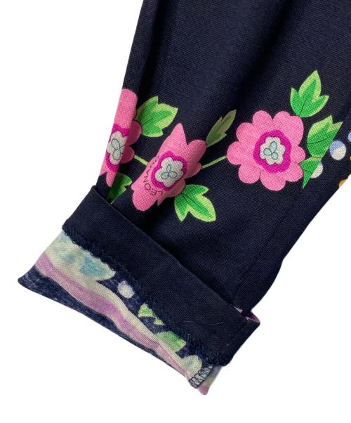 LEONARD FASHION（レオナールファッション）LEONARD FASHION (レオナールファッション) フラワープリントシルクウールカットソー ブラック×グリーン サイズ:Ｍの古着・服飾アイテム