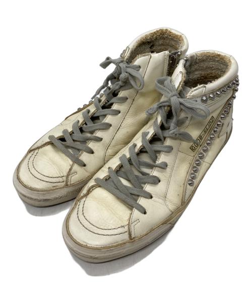 GOLDEN GOOSE（ゴールデングース）GOLDEN GOOSE (ゴールデングース) SLIDE ユーズド加工 スタッズ ハイカットスニーカー アイボリー サイズ:表記無しの古着・服飾アイテム