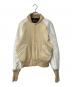 skookum（スクーカム）の古着「レザースリーブスタジャン USA製」｜ベージュ×ホワイト