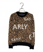 PEARLY GATESパーリーゲイツ）の古着「レオパード柄 クルーネックニット」｜ブラウン×ブラック