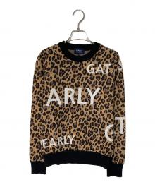 PEARLY GATES（パーリーゲイツ）の古着「レオパード柄 クルーネックニット」｜ブラウン×ブラック