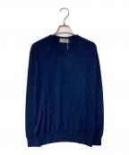 JOHN SMEDLEYジョンスメドレー）の古着「SEA ISLAND COTTON Vネックニット」｜ネイビー