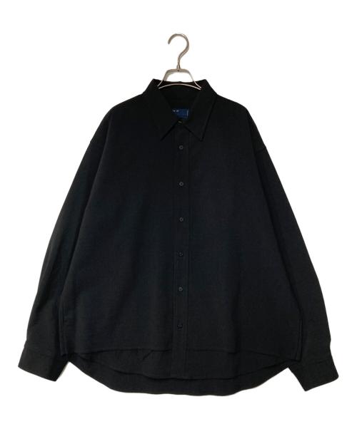 meanswhile（ミーンズワイル）meanswhile (ミーンズワイル) Wool Seersucker Side Slit L/S SH ブラック サイズ:03の古着・服飾アイテム