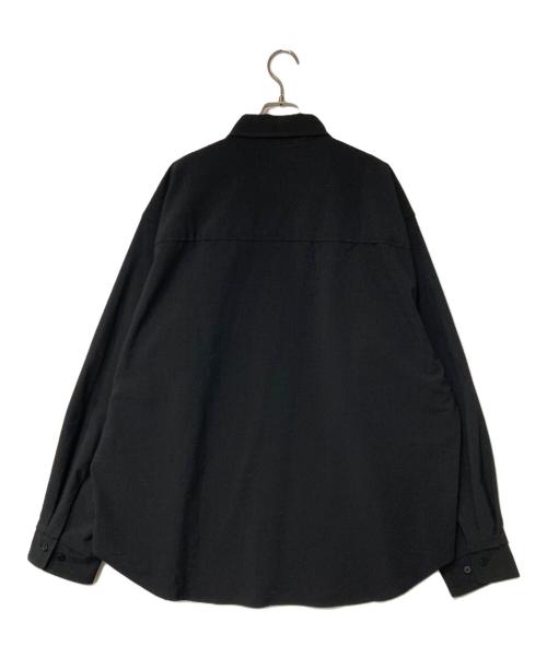 meanswhile（ミーンズワイル）meanswhile (ミーンズワイル) Wool Seersucker Side Slit L/S SH ブラック サイズ:03の古着・服飾アイテム