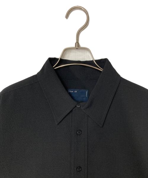 meanswhile（ミーンズワイル）meanswhile (ミーンズワイル) Wool Seersucker Side Slit L/S SH ブラック サイズ:03の古着・服飾アイテム