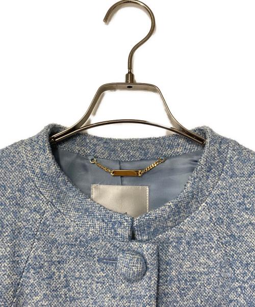 Leilian（レリアン）Leilian (レリアン) ツイード比翼スタンドカラーコート ブルー サイズ:13+の古着・服飾アイテム