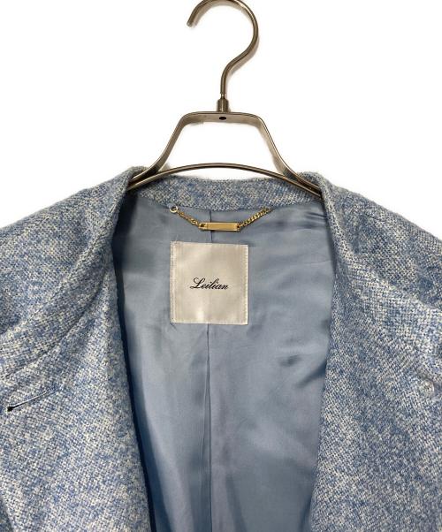 Leilian（レリアン）Leilian (レリアン) ツイード比翼スタンドカラーコート ブルー サイズ:13+の古着・服飾アイテム
