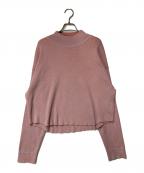 R.H.Vintageロンハーマン・ヴィンテージ）の古着「ハイネックワッフルプルオーバーニットセーター」｜ピンク