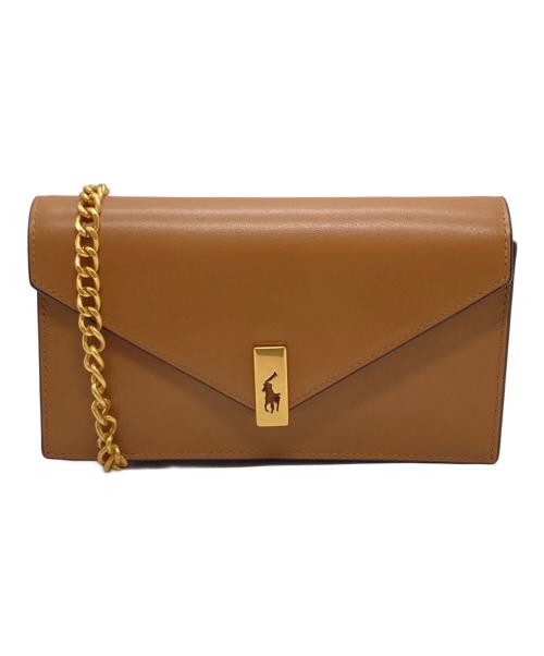 POLO RALPH LAUREN（ポロ・ラルフローレン）POLO RALPH LAUREN (ポロ・ラルフローレン) Polo ID レザー チェーン ウォレット & バッグ ブラウンの古着・服飾アイテム