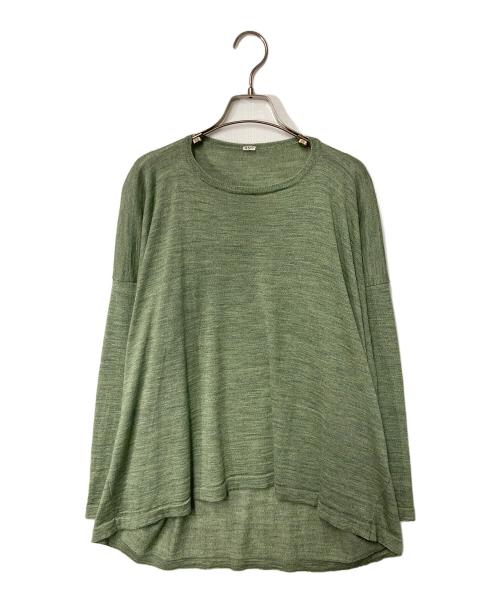 45R（フォーティファイブ・アール）45R (フォーティファイブ・アール) ラウンドヘム ニット グリーンの古着・服飾アイテム