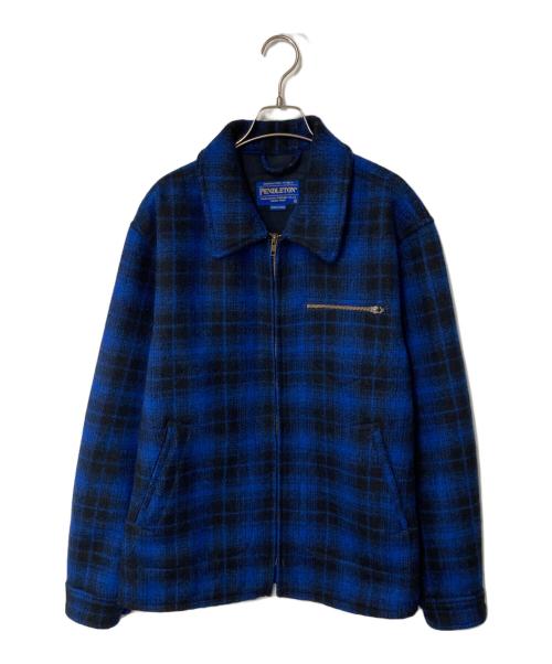 PENDLETON（ペンドルトン）PENDLETON (ペンドルトン) チェックウールジャケット ブルー×ブラック サイズ:Lの古着・服飾アイテム