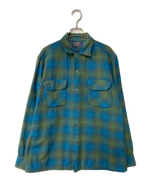 PENDLETON（ペンドルトン）PENDLETON (ペンドルトン) 50~60's チェックウールシャツ ブルー×イエロー サイズ:Mの古着・服飾アイテム
