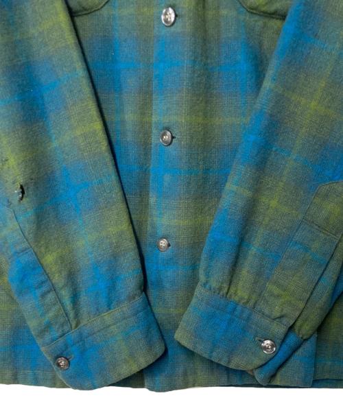PENDLETON（ペンドルトン）PENDLETON (ペンドルトン) 50~60's チェックウールシャツ ブルー×イエロー サイズ:Mの古着・服飾アイテム