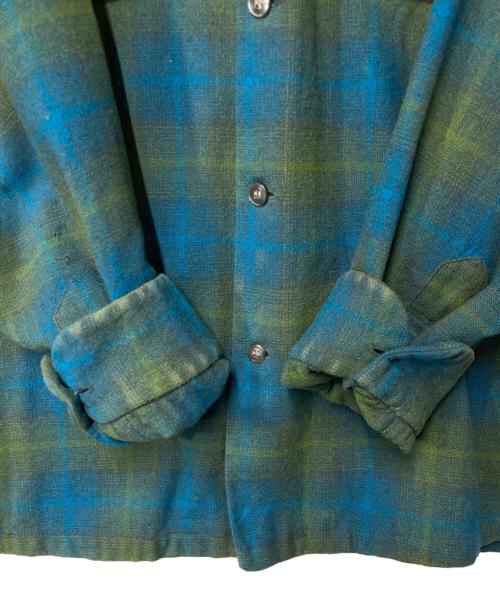 PENDLETON（ペンドルトン）PENDLETON (ペンドルトン) 50~60's チェックウールシャツ ブルー×イエロー サイズ:Mの古着・服飾アイテム
