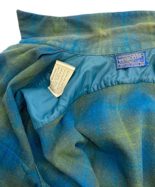 PENDLETON（ペンドルトン）PENDLETON (ペンドルトン) 50~60's チェックウールシャツ ブルー×イエロー サイズ:Mの古着・服飾アイテム