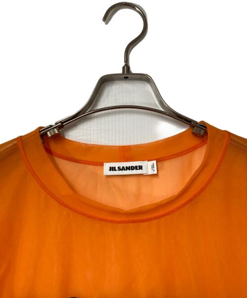 JIL SANDER（ジルサンダー）JIL SANDER (ジルサンダー) ロゴプリントシースルーTシャツ オレンジ サイズ:XLの古着・服飾アイテム