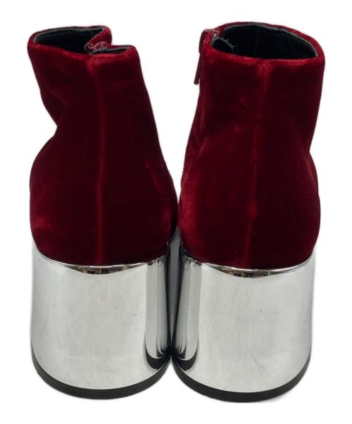 MM6 Maison Margiela（エムエムシックスメゾンマルジェラ）MM6 Maison Margiela (エムエムシックスメゾンマルジェラ) オープントゥベロアヒールブーツ レッド サイズ:37の古着・服飾アイテム