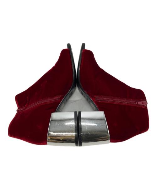 MM6 Maison Margiela（エムエムシックスメゾンマルジェラ）MM6 Maison Margiela (エムエムシックスメゾンマルジェラ) オープントゥベロアヒールブーツ レッド サイズ:37の古着・服飾アイテム