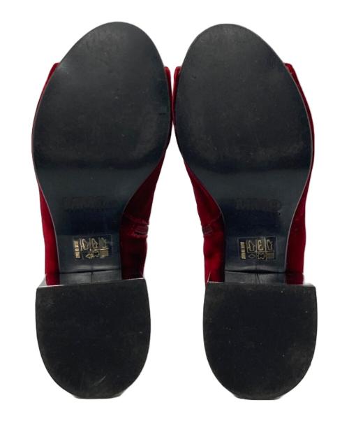 MM6 Maison Margiela（エムエムシックスメゾンマルジェラ）MM6 Maison Margiela (エムエムシックスメゾンマルジェラ) オープントゥベロアヒールブーツ レッド サイズ:37の古着・服飾アイテム